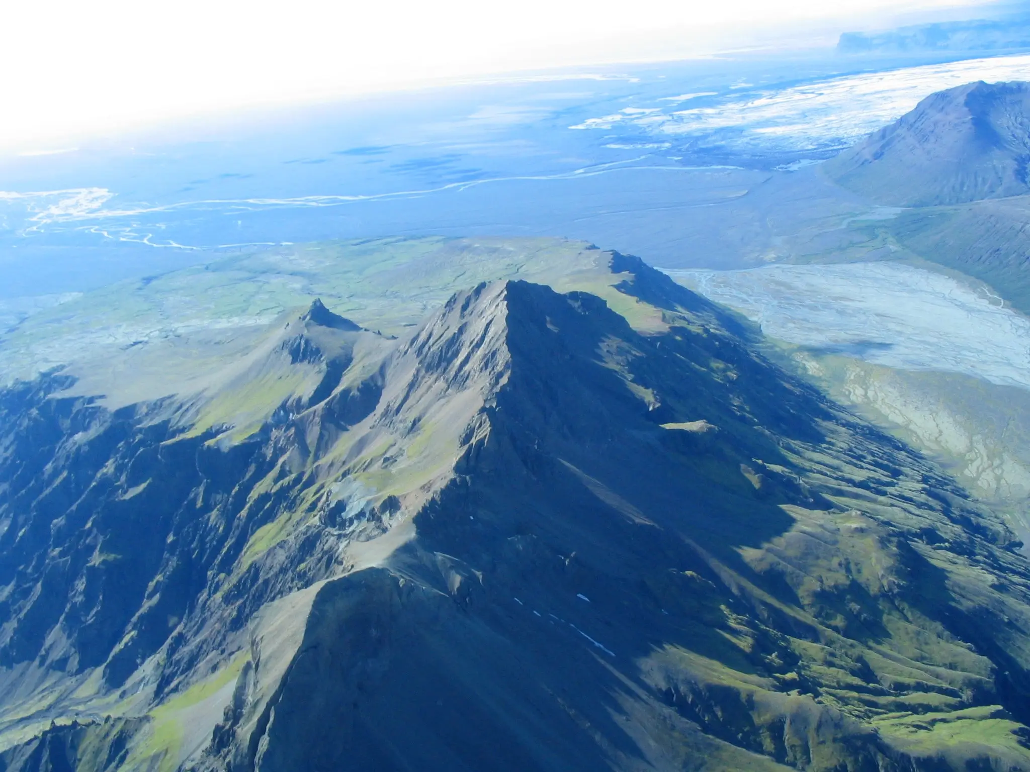 An arial view of Kristínartindar mountain peaks by photographer Gudrun